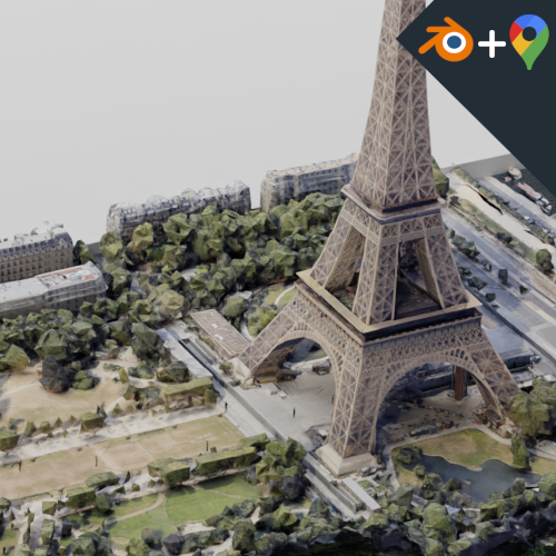 A overview of central Paris contained in a box. Made with Blender & Google Maps.